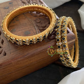Single Line Kundan Bangle-Dice and Dots-Black-G3632